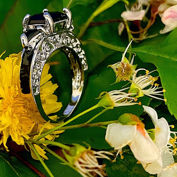 Asscher Charcoal Gem set in silver - Picture 2 of 12